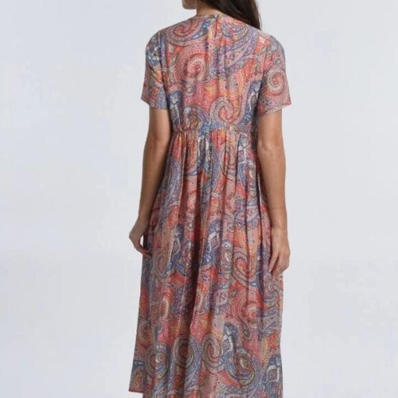 Molly Bracken Small Paisley Midi Dress Empire Waist V-Neck Flowy Boho - Picture 4 of 16